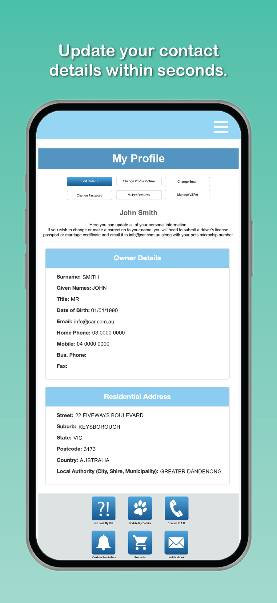 Central Animal Records Mobile App