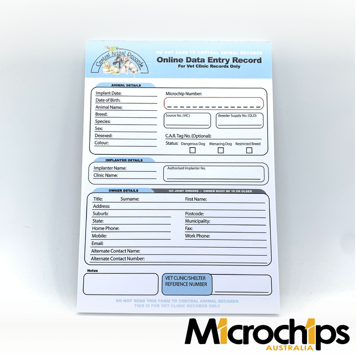 A5 Online Data Entry Record Notepad (100 Pages) For Companion Animals (Pets)