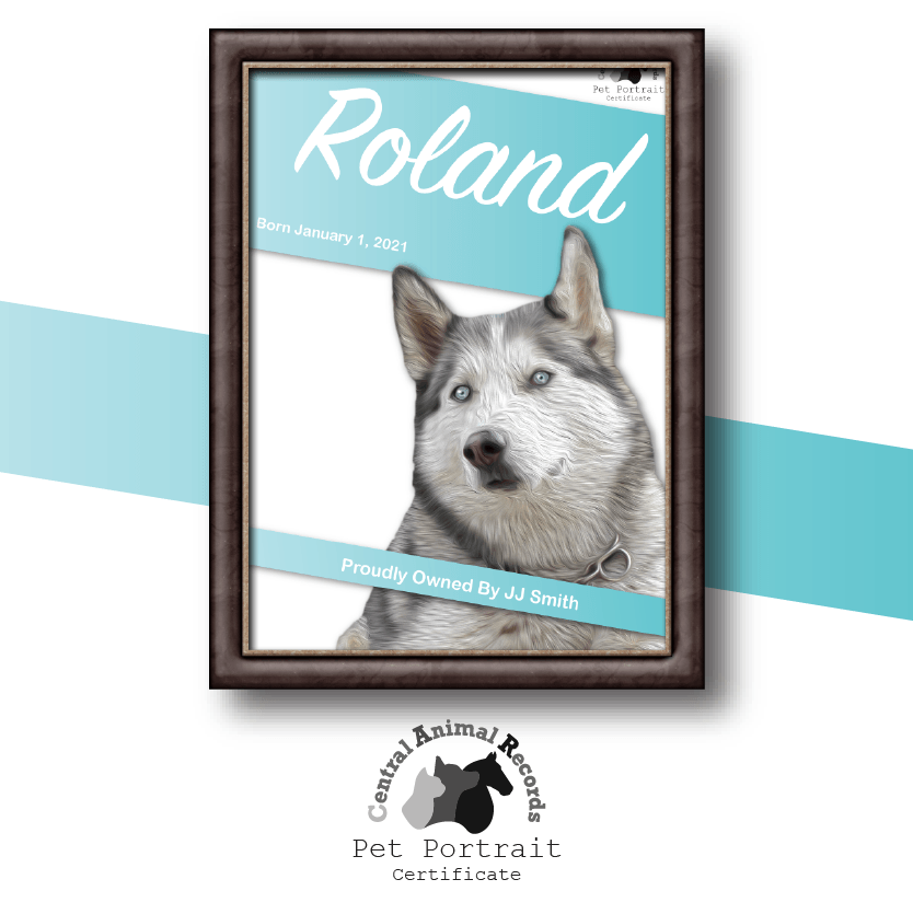 Pet Portrait Certificate (A4) - Central Animal Records