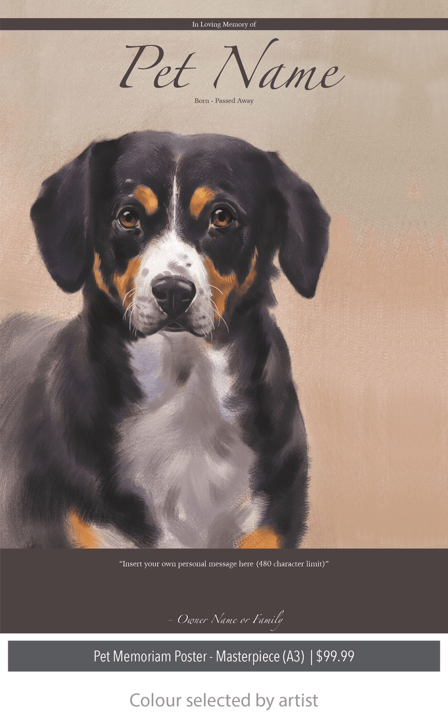 Pet Memoriam Poster - Central Animal Records