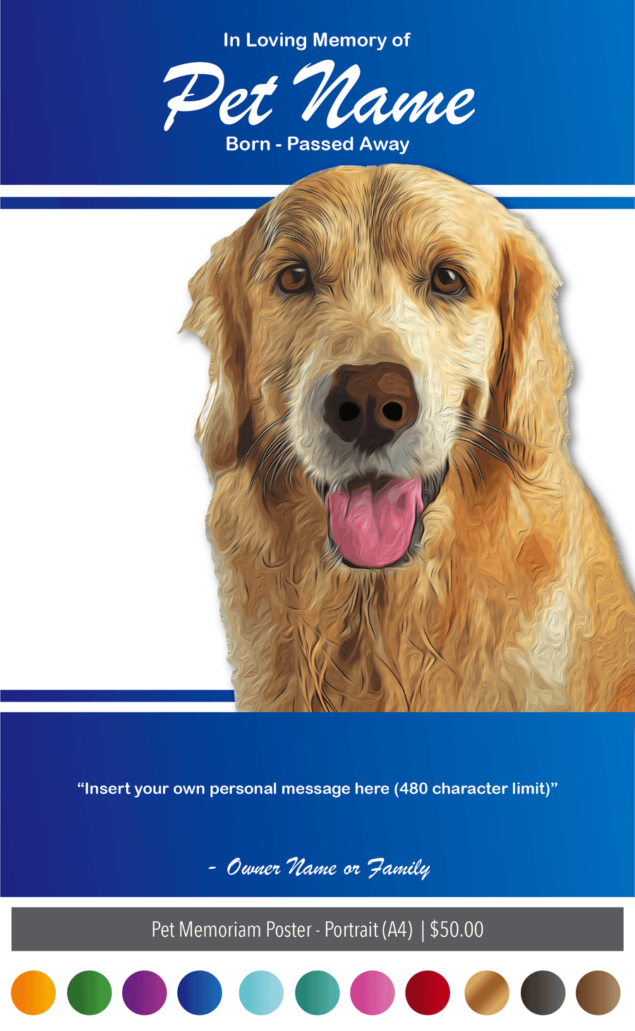 Pet Memoriam Poster - Central Animal Records